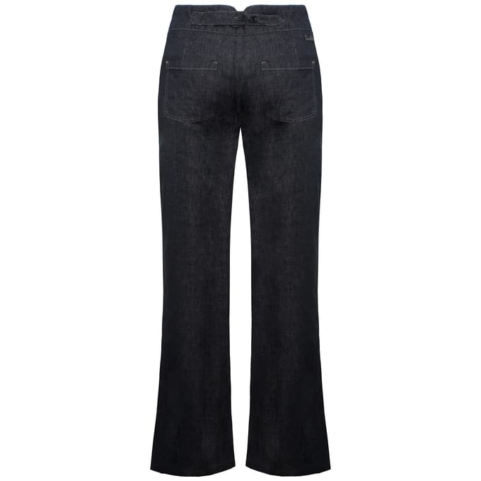 Timberland Wide Leg Relaxed Chambray Navy Blauw Dames Linnen Broek A0597 440