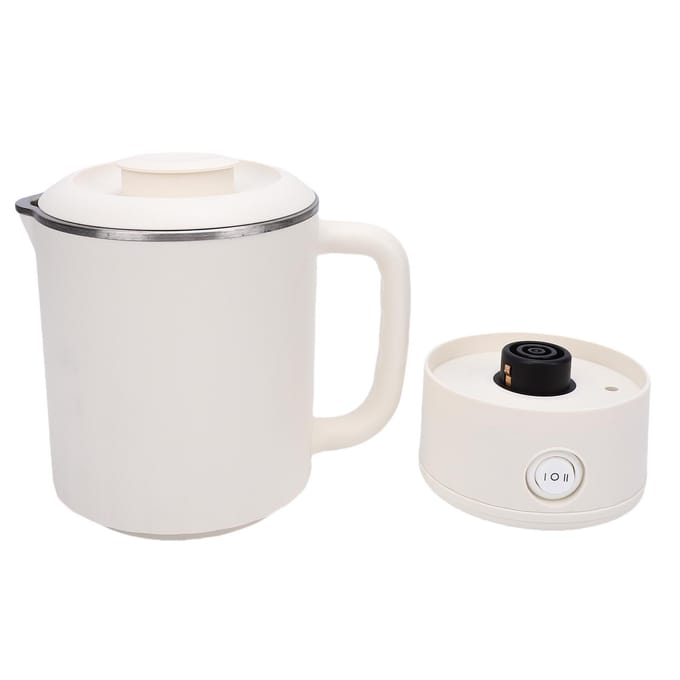 Draagbare Elektrische Waterkoker Wit 600ml Roestvrijstalen Binnenkant Geïsoleerde Warmwaterkoker voor Thee Koffie Fixed Handle white