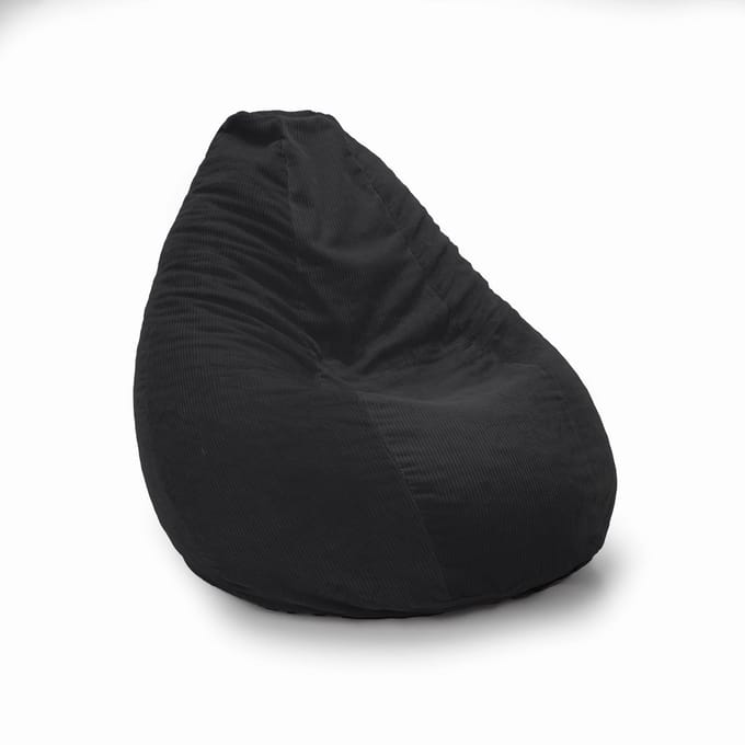 Drop & Sit - compacte zitzak - trendy rib (corduroy) - zwart - 180L met uitneembare binnenzak
