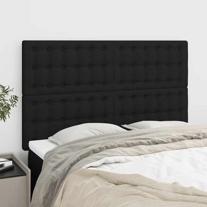 vidaXL - Hoofdbord - zwart - 144x5x118/128 - cm - stof