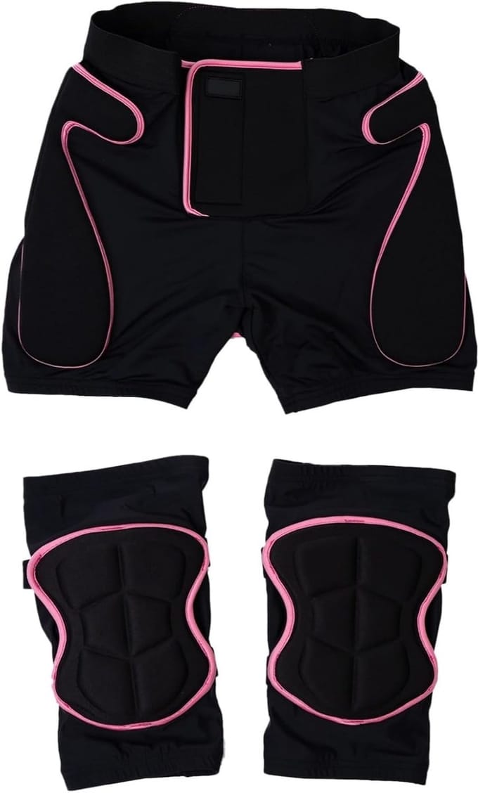Beschermende Kleding Set - Wintersport Uitrusting - Val Bescherming - 3D Gewatteerd Ontwerp - One Size - Zwart Roze