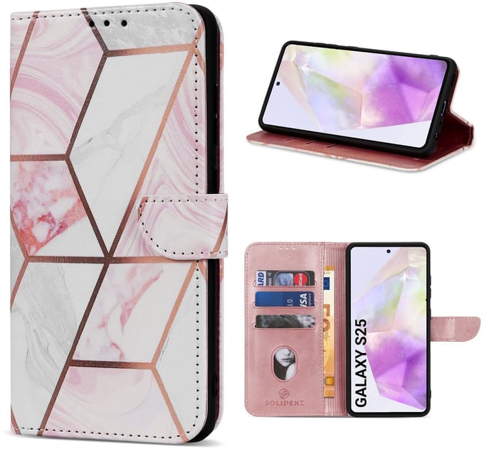 Solidenz hoesje - Geschikt voor Samsung Galaxy S25 - Bookcase - Marmer