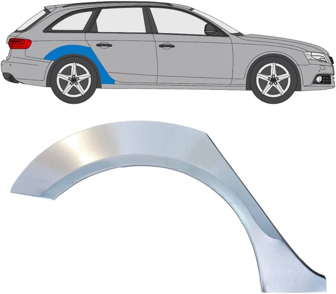 Reparatiepaneel achterspatbord voor Audi A4 B8 2007-2016 / Rechts