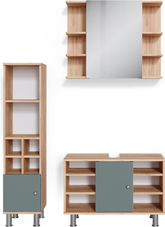 Vicco Badkamermeubel set Fynn, Groen, 3-delig