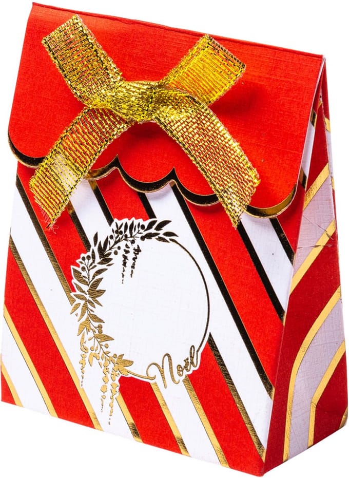 ARTYFETES - 8 rood-witte kartonnen doosjes met gouden strik 7 x 8,5 cm voor Kerstmis
