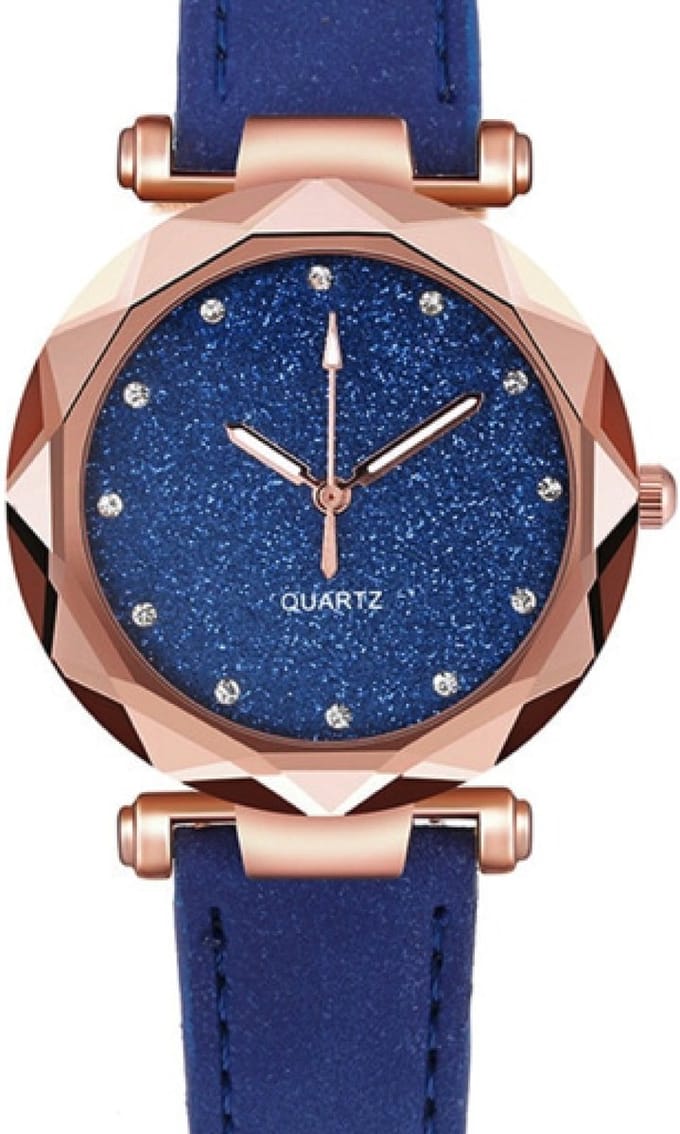 Hidzo Horloge Quartz Ø 38 - Blauw/Rose - In Horlogedoosje