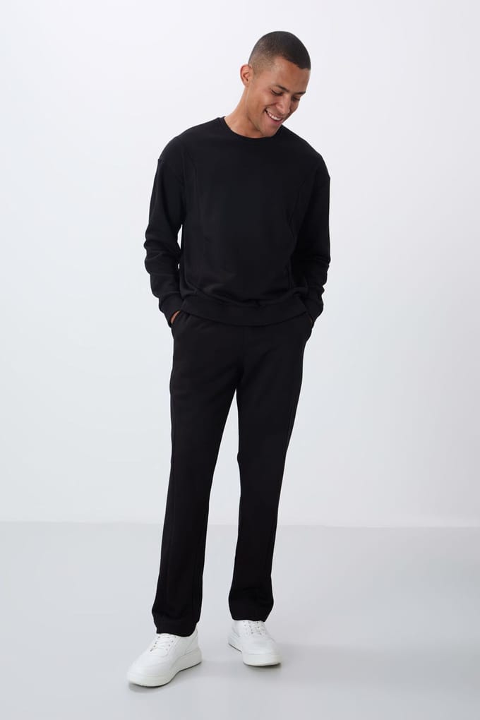 Heren Katoen-Polyester Fleece Sweatshirt en Broek Set