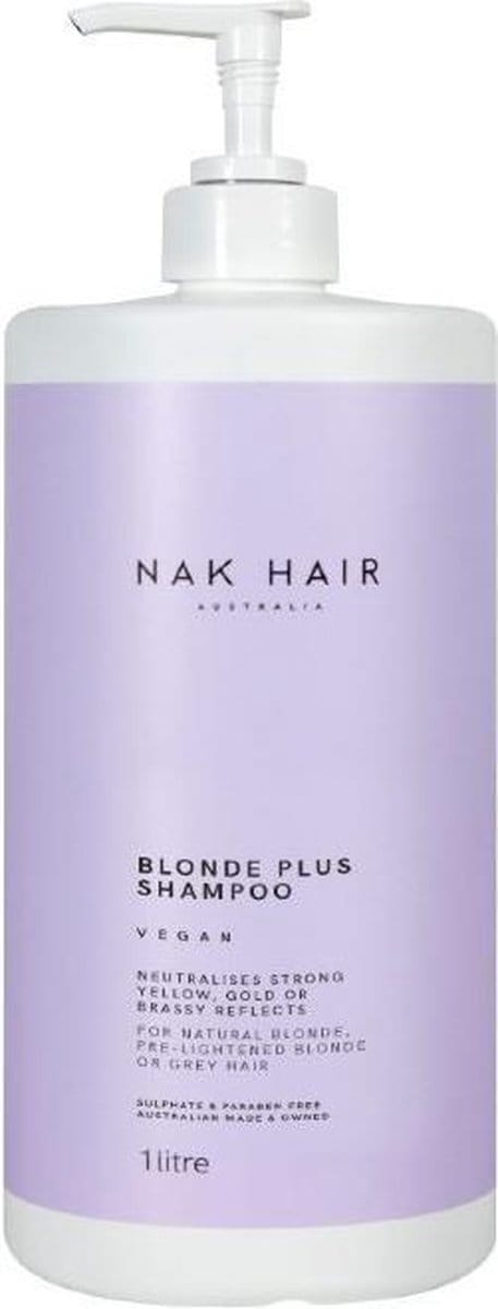 NAK Blonde Range Blonde Plus Shampoo -1 ltr -  vrouwen - Voor Grijs haar - 1000 ml -  vrouwen - Voor Grijs haar