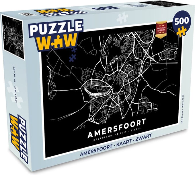 Puzzel Amersfoort - Kaart - Zwart - Legpuzzel - Puzzel 500 stukjes