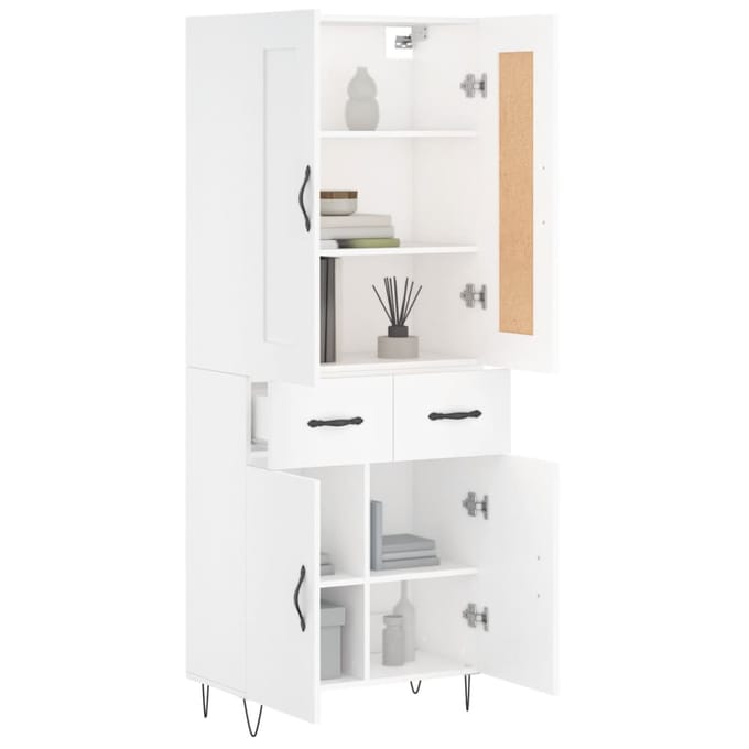 vidaXL - Hoge - kast - 69,5x34x180 - cm - bewerkt - hout - wit