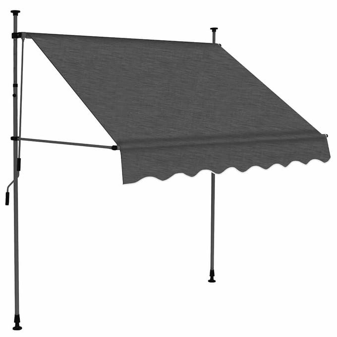 vidaXL - Luifel - handmatig - uitschuifbaar - met - LED - 200 - cm - antracietkleurig