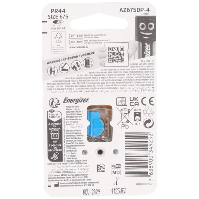 Energizer 675 – Gehoorapparaat batterijen – Blauw – 1.4V