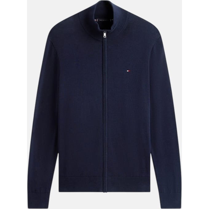 Tommy Hilfiger Essential Cotton Zip Sweater Navy Blue/ivory Petal size S | Cardigans Outlet | Men | Blue