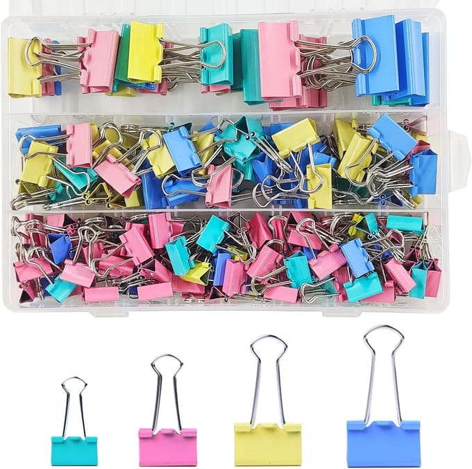 170-delige Vouwklemmen Set met Binder Clips in Diverse Maten voor Kantoor en School, Multi-functionele Document- en Papierklemmen