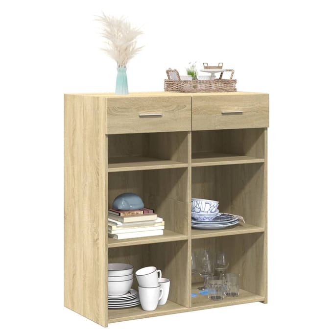 vidaXL - Dressoir - 80x42,5x93 - cm - bewerkt - hout - sonoma - eikenkleurig