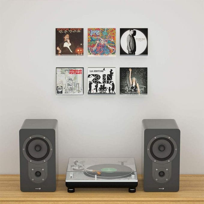 Creatieve 7 inch platenstandaard, doorzichtige wandgemonteerde vinylplatenhouder, acryl cd-plank transparant