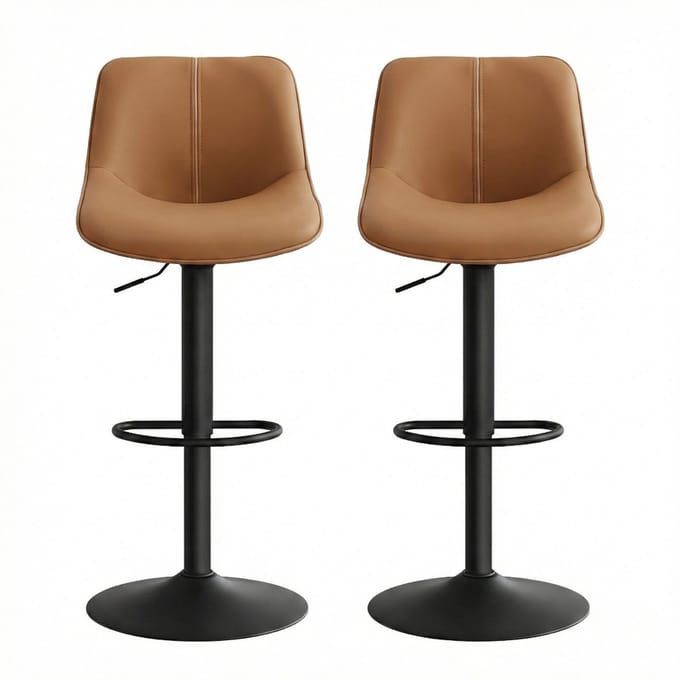 VASAGLE - Barkruk - Set van 2 Barkrukken - Draaibaar en In Hoogte Verstelbaar - Ergonomische Rugleuning