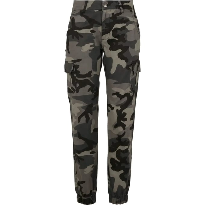 Urban Classics High Waist Camo Cargo Dames Cargobroeken - donkercamouflage - 28