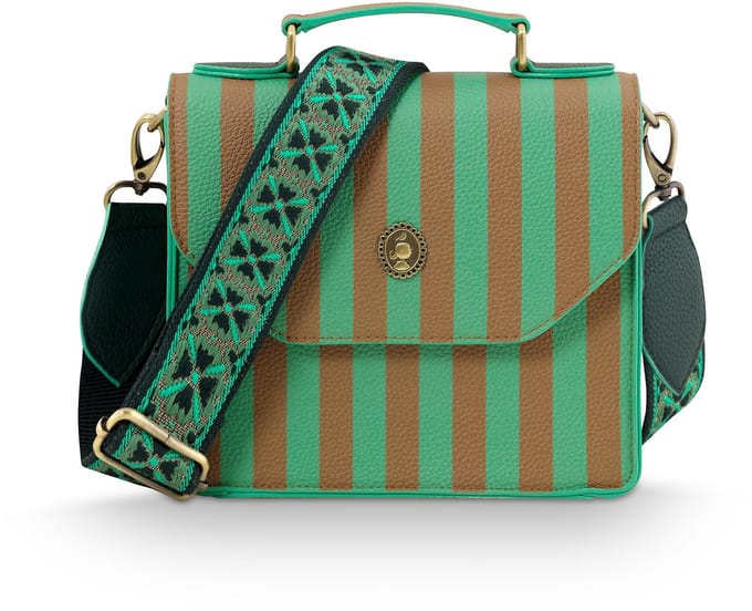 Pip Studio - Frances Crossbody tas dames - Schoudertas - Groen - Gestreept - 19x7x17.5cm