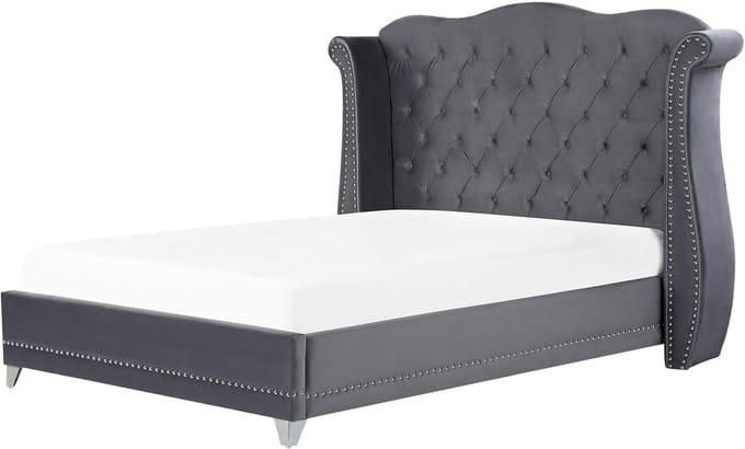 AYETTE - Tweepersoonsbed - Grijs - 180 x 200 cm - Fluweel