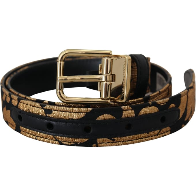 Dolce & Gabbana Multikleur Jacquard Leren Logo Gesp Riem
