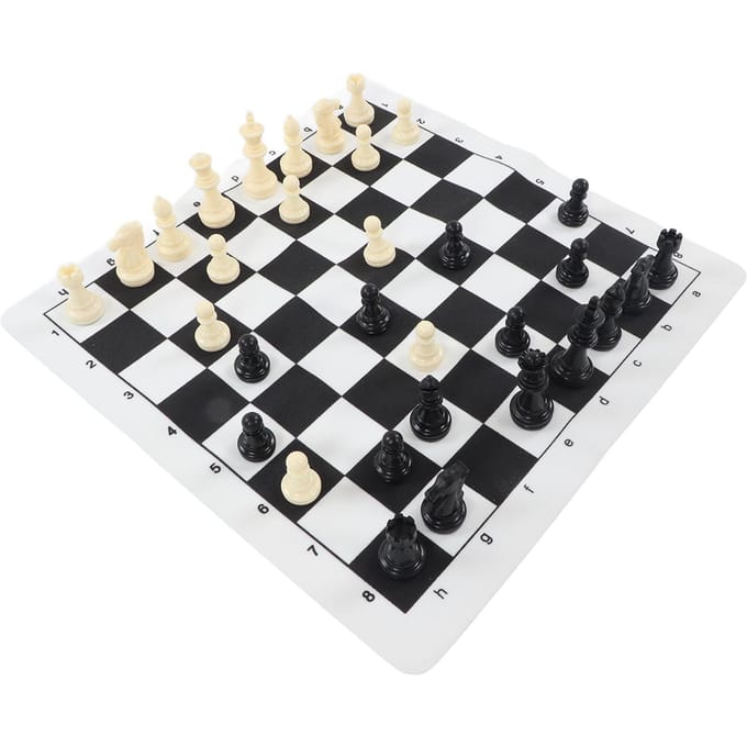 Schaakspel Bord Set Draagbare Reis Schaakbord Spel Set voor Kinderen Volwassenen Beginners white