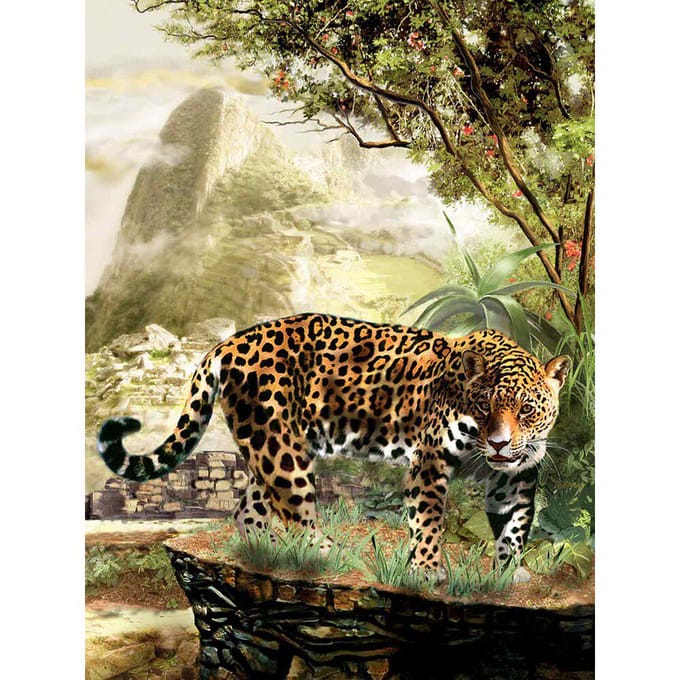 Peinture diamant 5D motif léopard, broderie complète en strass 20X30CM beige