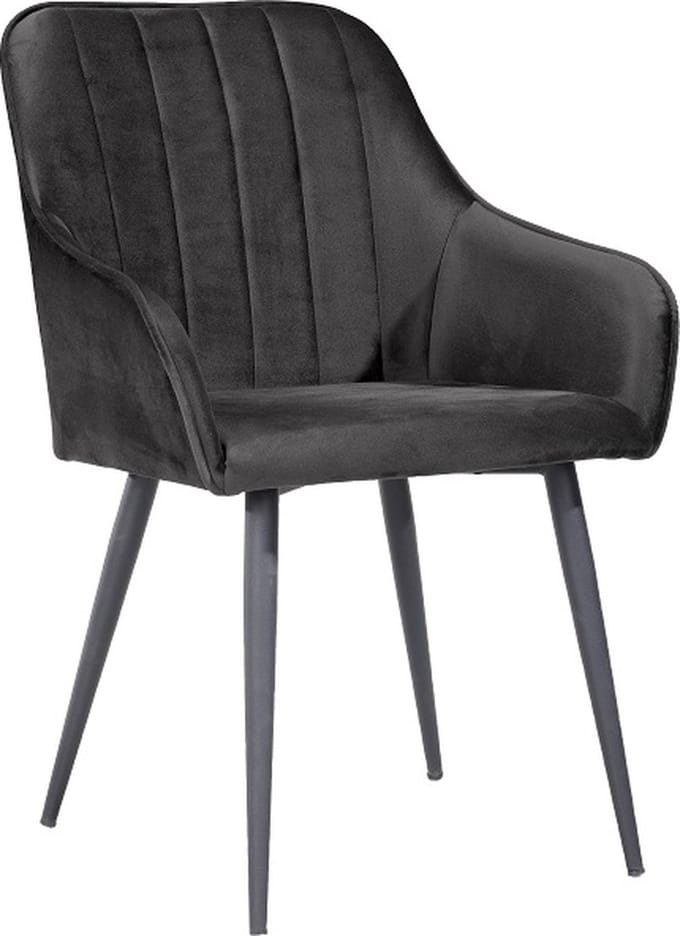 Soph & Tess - Modena Eetkamerstoel - Zwart - Set van 2 - Fluweel - Velvet - Industrieel - Met armleuning