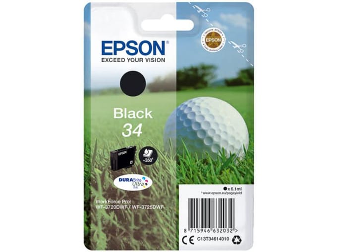 Epson Golfbal enkelverpakking zwart 34 DURABrite Ultra inkt