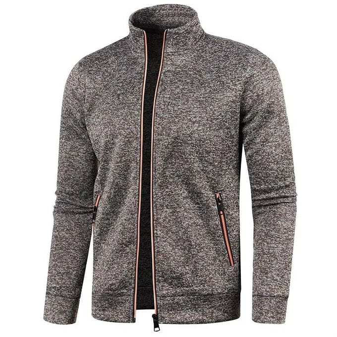 Winter Heren Lange Rits Gebreide Trui met Dunne Velours Mouwen Trui Jas In Grote Maat 4XL donkerbruine kleur