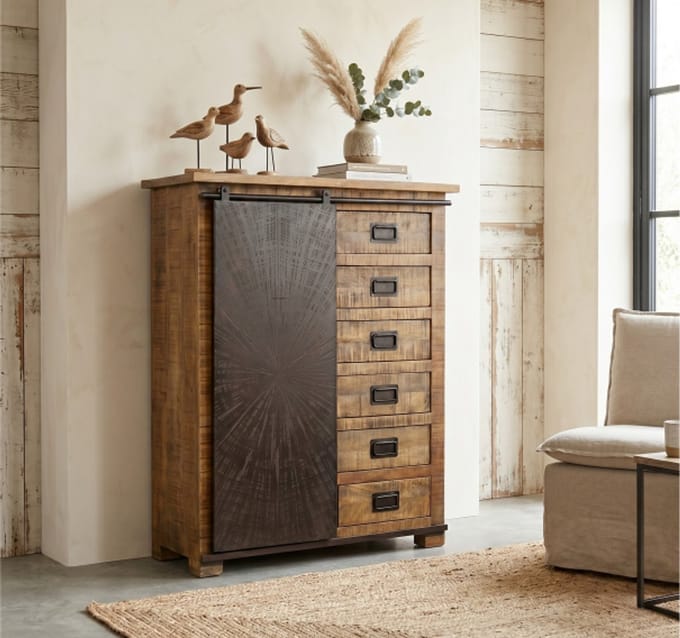 Kabinet kast Bradley mangohout - 100x42x127 cm