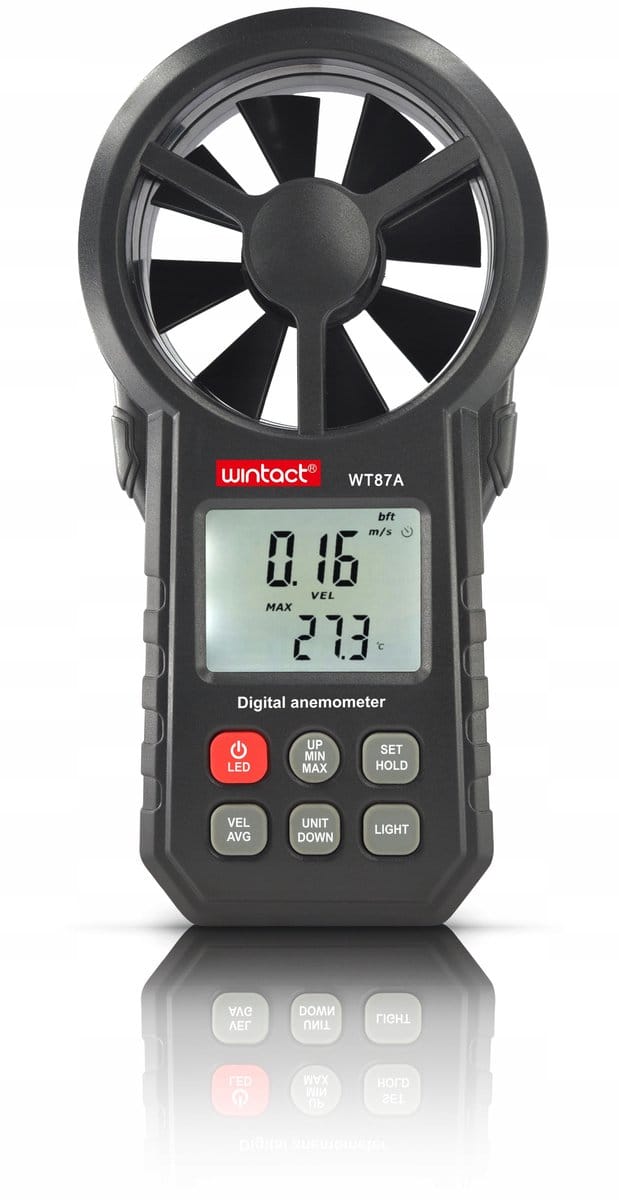 Wintact WT87A - Digitale Anemometer - Windmeter met Thermometer - 8-Blads Rotor - LCD Verlichting - 0-30 m/s
