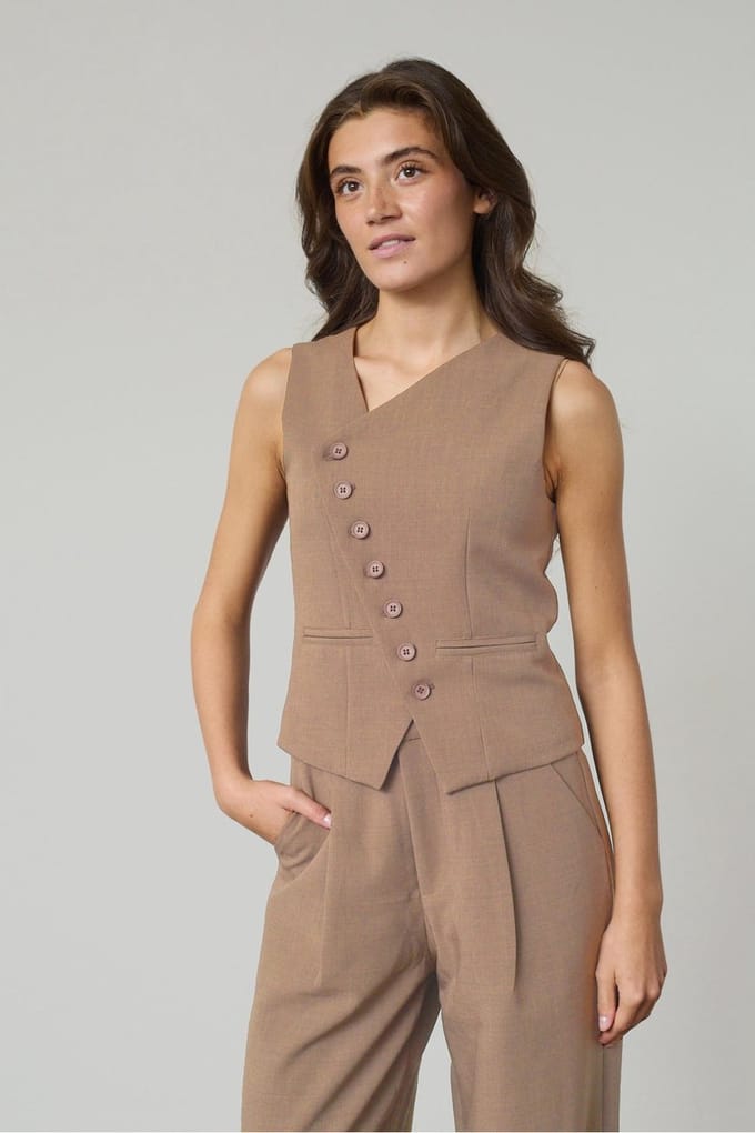 SISTERS POINT Gata-ve2 - Dames Gilet - Sand - Maat M