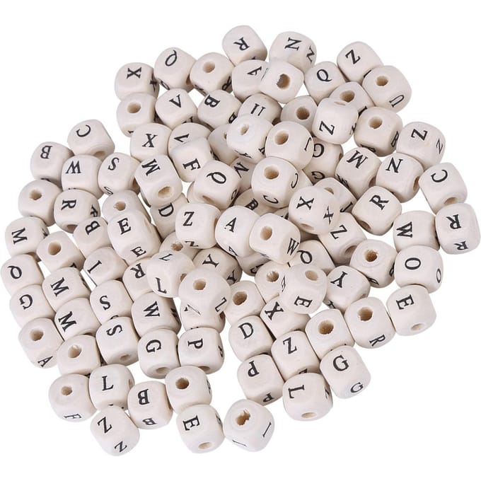 100pcs Mixte Érable Carré Perle Cube Lettre Perles d'Espacement Libres Pour la Fabrication de Bijoux DIY white