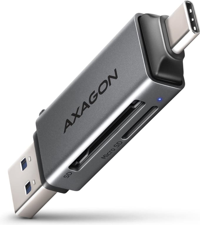 AXAGON Superspeed USB-C & USB-A - SD / microSD Mini-kaartlezer