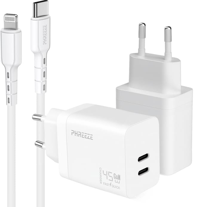 Phreeze usb C oplader geschikt voor iPhone en iPad met Lightning kabel - Snellader