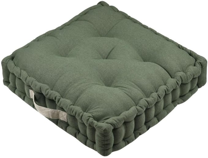 Stof Textile Vloerkussen Rilax - groen - katoen - 60 x 60 x 10 cm - vierkant - Extra dik - palletkussen