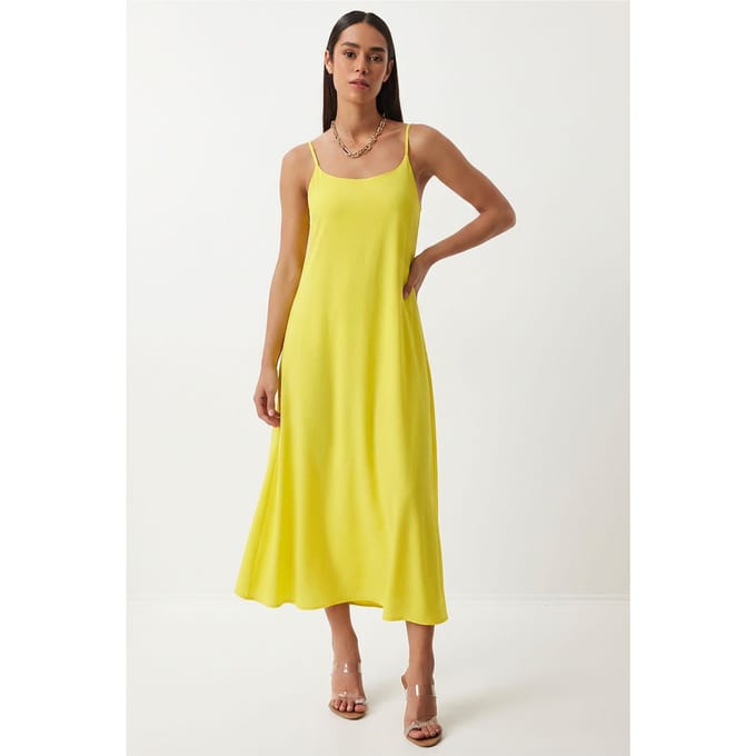 Katoenen Poplin Midi Slip Jurk