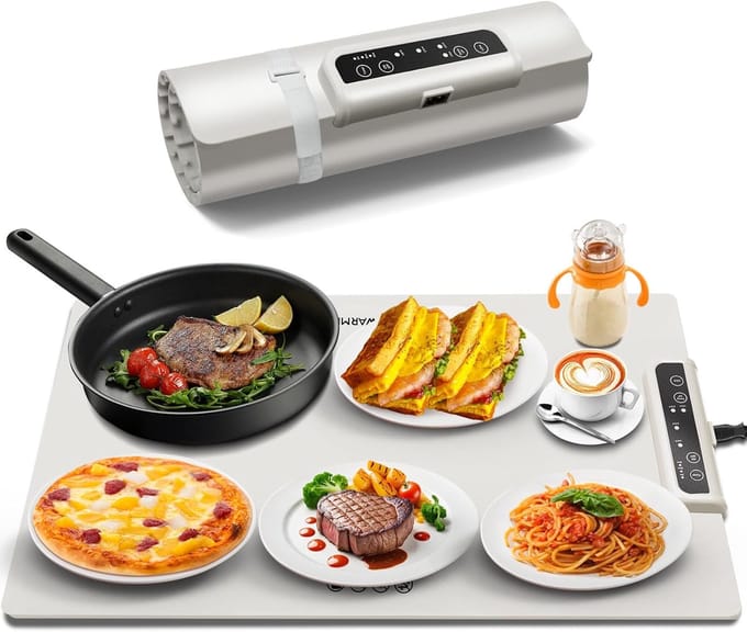 Elektrische warmer - Flexibele plaat - Eten warm houden - 5 temperatuurstanden - 40x13x12 cm - Wit