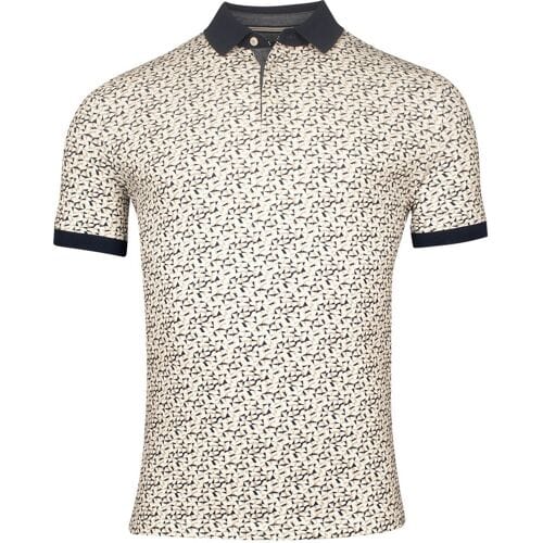 Baileys Polo Piqué Allover Mosaic Pattern Beige / male