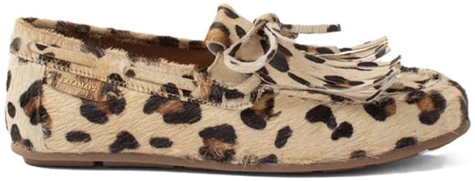 Lazamani hairy leren loafers met luipaardprint