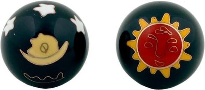 Meridiaankogels - Zon & Maan - rood geel op zwart