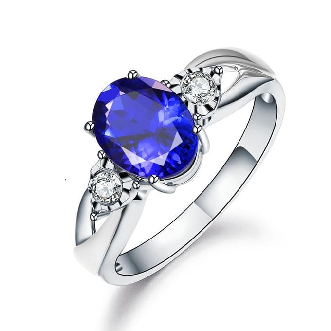 POMOiii Gemaakt Blauwe Saffier Ringen Voor Vrouwen Sieraden Ring Bruiloft Verlovingsfeest Cadeau Saffier Ring