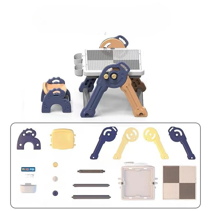 Kinder Set Stoel Studietabel Educatief Multifunctioneel Tekenbord DIY Insteekpijp Bouwsteen Tafel 35*28*18cm