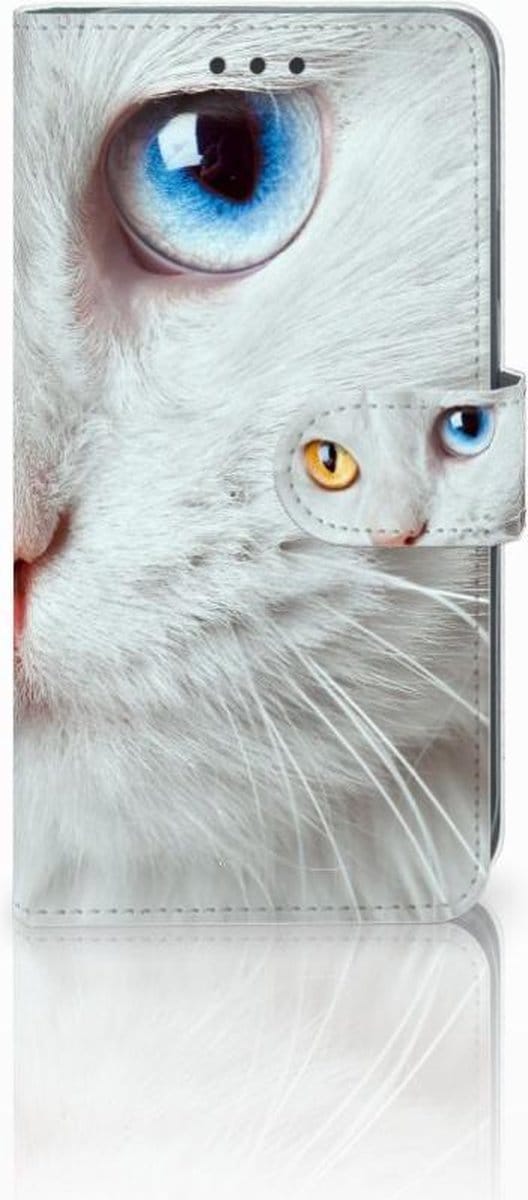 Apple iPhone Xr Telefoonhoesje met Pasjes Witte Kat