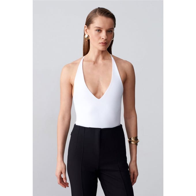 Slim Fit Cut-Out Halter Bodysuit
