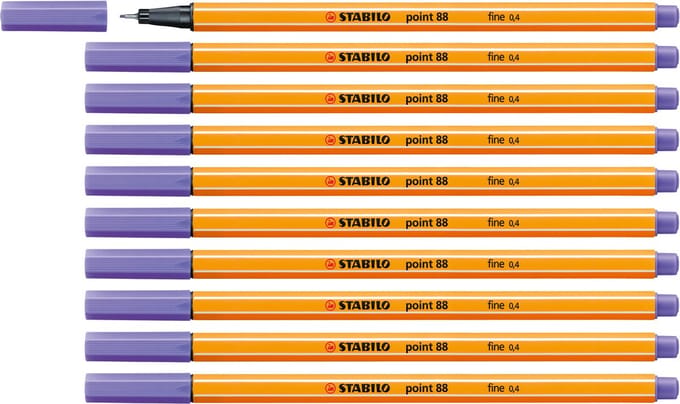 STABILO point 88 - Premium Fineliner - Fine 0,4 mm - Licht Lila - Doos 10 Stuks