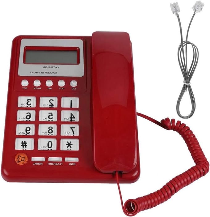 Vaste Kantoortelefoon - Bedrade Telefoon - Zakelijk Gebruik - Nummerherkenning - 21.7 cm - Rood
