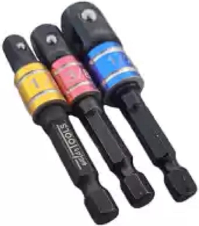 Boormachine adapterset 1/4''-3/8''-1/2''