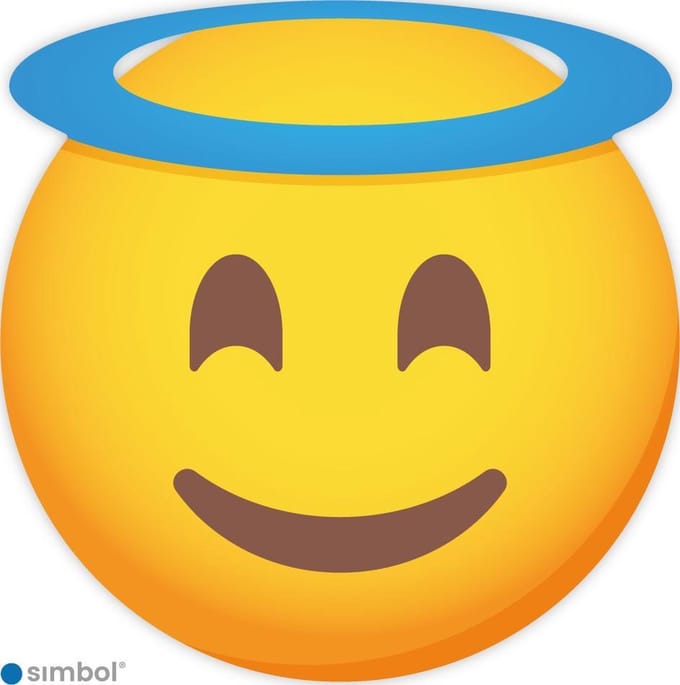 Simbol Emoticon Stickers - Engel smiley met aureool voor kliko - 10 cm